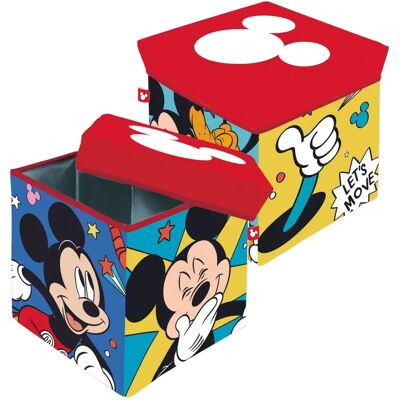Pouf de rangement Mickey Mouse - 30x30x30cm Multicolore - Publicité Pouf de rangement Mickey Mouse - 30x30x30cm Multicolore - Publicité