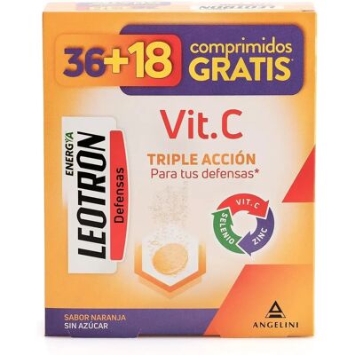 Leotron Vitamina C Tabletas Efervescentes - Naranja - 36 + 18 Leotron Vitamina C Tabletas Efervescentes - Naranja - 36 + 18