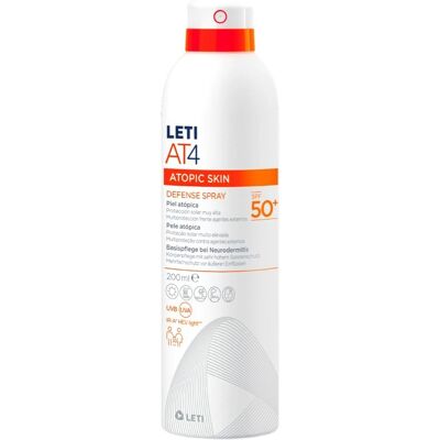 Leti At4 Spray de Defensa SPF50+ 200ml - Protector solar para piel atópica Leti At4 Spray de Defensa SPF50+ 200ml - Protector solar para piel atópica