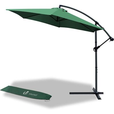 VOUNOT 3m Cantilever Garden Parasol - UV50+ Adjustable, Green VOUNOT 3m Cantilever Garden Parasol - UV50+ Adjustable, Green