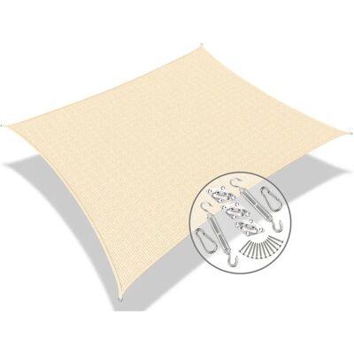 VOUNOT Duurzaam HDPE Zonnescherm Zeil 3x2.5m Ivoor - Zonnescherm Zeil VOUNOT Duurzaam HDPE Zonnescherm Zeil 3x2.5m Ivoor - Zonnescherm Zeil