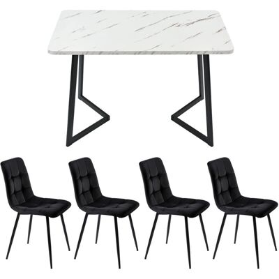 REDOM Set da pranzo - Tavolo 117x68x75 cm - Sedie in velluto - Beine nere - Dining set REDOM Set da pranzo - Tavolo 117x68x75 cm - Sedie in velluto - Beine nere - Dining set