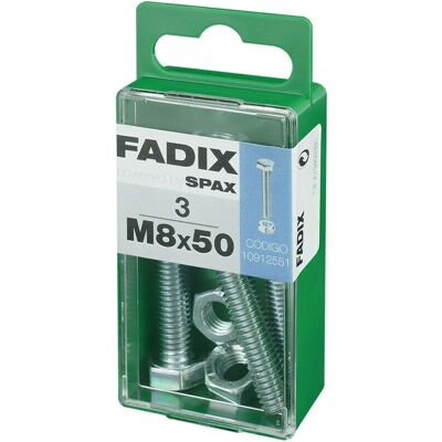 FADIX Stahl M8 x 50 mm Sechskantmutter Schrauben - 3 Stück FADIX Stahl M8 x 50 mm Sechskantmutter Schrauben - 3 Stück