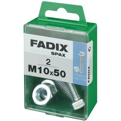 FADIX Acciaio M10 x 50 mm Dado Esagonale Viti - Tipo di Vite FADIX Acciaio M10 x 50 mm Dado Esagonale Viti - Tipo di Vite