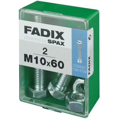 FADIX Stahl M10 x 60 mm Schraubenset - Mutter & Sechskantkopf FADIX Stahl M10 x 60 mm Schraubenset - Mutter & Sechskantkopf