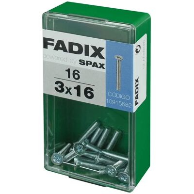 FADIX Stalen Metrisch Schroefdoos M3 x 16mm Platte Kop FADIX Stalen Metrisch Schroefdoos M3 x 16mm Platte Kop