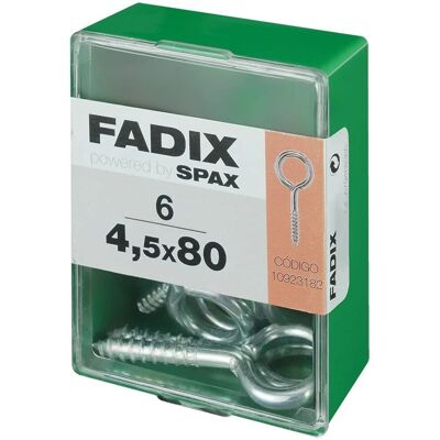 Occhielli a Vite in Acciaio Fadix - 6 Unità - 4,5 x 80 mm Occhielli a Vite in Acciaio Fadix - 6 Unità - 4,5 x 80 mm