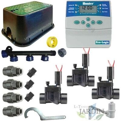 Hunter - Kit de Riego Automático - 3 Zonas - Tubería 32mm Hunter - Kit de Riego Automático - 3 Zonas - Tubería 32mm