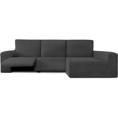 Funda para chaise longue gris oscuro EYSA JAZ con brazo largo derecho Funda para chaise longue gris oscuro EYSA JAZ con brazo largo derecho