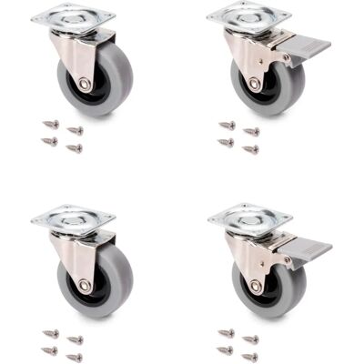 EMUCA Ensemble de 4 Roulettes Pivotantes Grises - Casters - Publicité EMUCA Ensemble de 4 Roulettes Pivotantes Grises - Casters - Publicité
