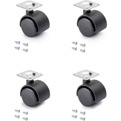Emuca 2036817 Pack of 4 black swivel castors - Furniture Emuca 2036817 Pack of 4 black swivel castors - Furniture