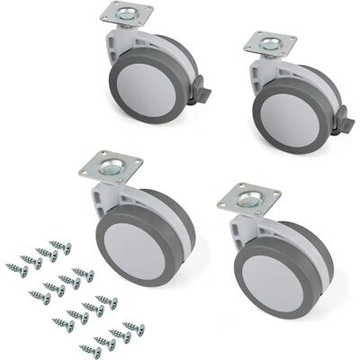 Emuca Gray 80mm Furniture Wheels Set - Wheels Emuca Gray 80mm Furniture Wheels Set - Wheels