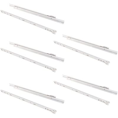 Emuca White Steel Drawer Slides - 500mm, Partial Extension, Soft-Close - Drawer Slides Emuca White Steel Drawer Slides - 500mm, Partial Extension, Soft-Close - Drawer Slides