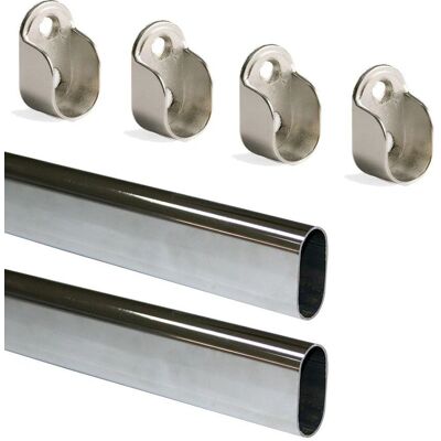 Emuca - 2 Rails Ovales pour Armoire 30x15mm 0,95m Chrome - Rails d'armoire - Publicité Emuca - 2 Rails Ovales pour Armoire 30x15mm 0,95m Chrome - Rails d'armoire - Publicité