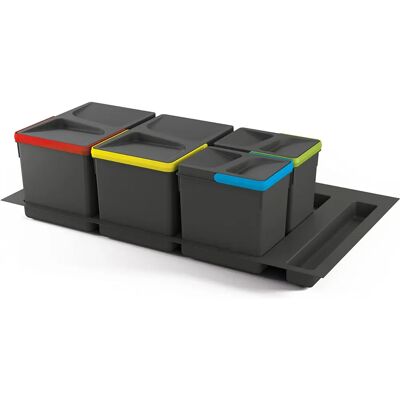 Emuca Kit de Cubos de Basura para Cocina - 900mm, 216mm, 4 Contenedores Emuca Kit de Cubos de Basura para Cocina - 900mm, 216mm, 4 Contenedores