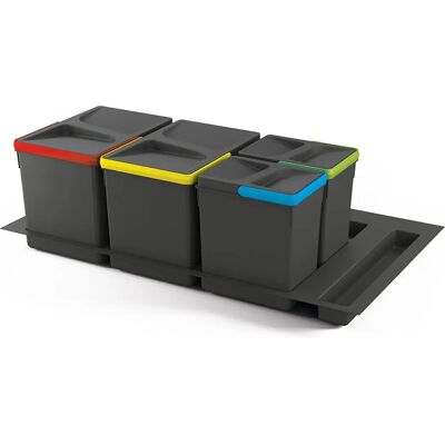 Emuca Cubos de basura para cajón - 2x15L 2x7L Gris antracita Emuca Cubos de basura para cajón - 2x15L 2x7L Gris antracita