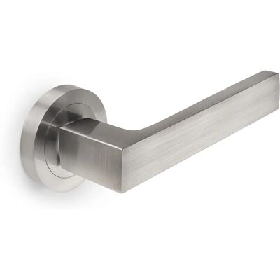 Ensemble de Poignées de Porte Mackay - Nickel Satiné - Design Moderne Ensemble de Poignées de Porte Mackay - Nickel Satiné - Design Moderne