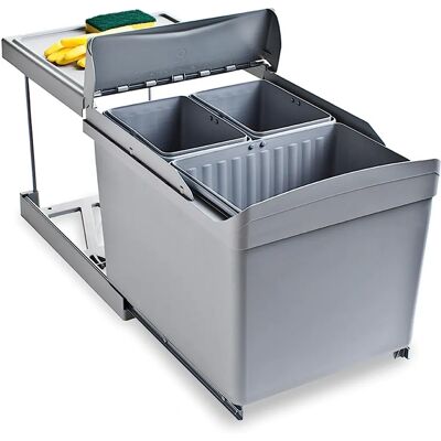 EMUCA Contenedor de reciclaje - 31L, extracción automática, 3 contenedores EMUCA Contenedor de reciclaje - 31L, extracción automática, 3 contenedores