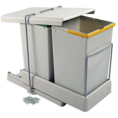 EMUCA Poubelle grise de cuisine 2x14L - Corbeille à déchets - Publicité EMUCA Poubelle grise de cuisine 2x14L - Corbeille à déchets - Publicité