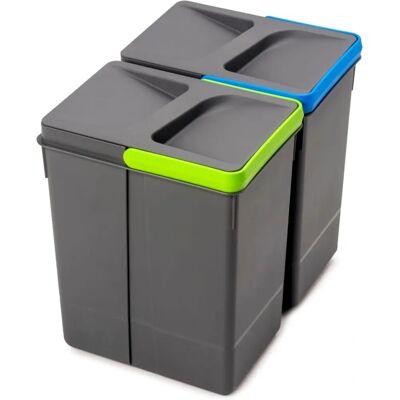EMUCA Kitchen Drawer Recycling Containers - 2x7L - Anthracite EMUCA Kitchen Drawer Recycling Containers - 2x7L - Anthracite
