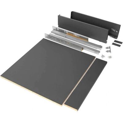 Emuca Vertex Drawer Kit - Adjustable Soft-Close Gray 600mm Emuca Vertex Drawer Kit - Adjustable Soft-Close Gray 600mm