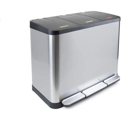 Emuca Cubo de Basura Recycle Inox 3x9L - Reciclaje Emuca Cubo de Basura Recycle Inox 3x9L - Reciclaje