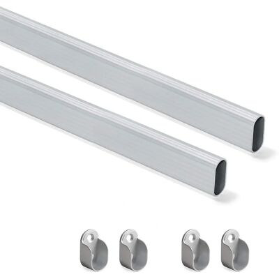 Emuca Aluminium Kleiderschrankhalter-Set - 0,75m - Zamak-Unterstützungen Emuca Aluminium Kleiderschrankhalter-Set - 0,75m - Zamak-Unterstützungen