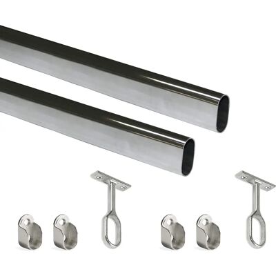 Emuca 2-Pack Oval Wardrobe Guides - 1.15m Steel Zamak Emuca 2-Pack Oval Wardrobe Guides - 1.15m Steel Zamak