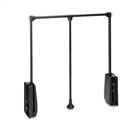 Emuca Garderobestang - Zwart, 830-1150mm, Staal & Plastic Emuca Garderobestang - Zwart, 830-1150mm, Staal & Plastic