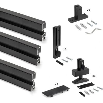 Système d'Étagères Modulaires Emuca - Noir Texturé - Supporte 100kg - Publicité Système d'Étagères Modulaires Emuca - Noir Texturé - Supporte 100kg - Publicité