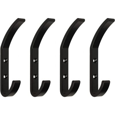 Ganchos de Pared Nelson Emuca - Pack de 4 - Ganchos Modernos en Aluminio Negro para Dormitorio, Baño, Armario Ganchos de Pared Nelson Emuca - Pack de 4 - Ganchos Modernos en Aluminio Negro para Dormitorio, Baño, Armario
