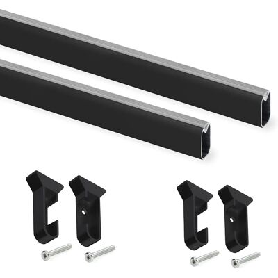 Emuca - 2 x 0.75m Silk Wardrobe Rails - Black Emuca - 2 x 0.75m Silk Wardrobe Rails - Black