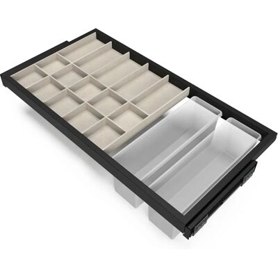 Kit de Organizador Modular Emuca - Ancho Ajustable, Guías de Cierre Suave Kit de Organizador Modular Emuca - Ancho Ajustable, Guías de Cierre Suave