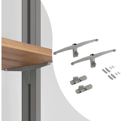 Emuca - Regalstützenset - Für 5 Holzregale - Grau Stein Finish Emuca - Regalstützenset - Für 5 Holzregale - Grau Stein Finish