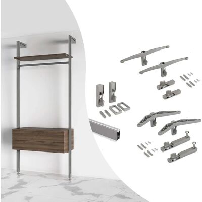 Emuca - Kit de Systèmes d'Étagères Modulaires - Pierre Grise - Grande Capacité - Publicité Emuca - Kit de Systèmes d'Étagères Modulaires - Pierre Grise - Grande Capacité - Publicité