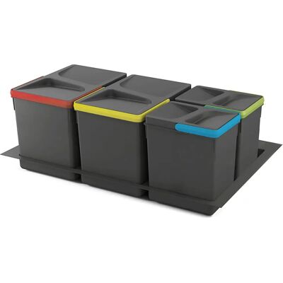 Kit de poubelles de cuisine Emuca - Gris anthracite - 2x15L, 2x7L - Publicité Kit de poubelles de cuisine Emuca - Gris anthracite - 2x15L, 2x7L - Publicité