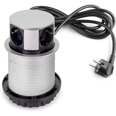 Emuca Multiconnector 100mm Diamètre - USB & Énergie Rétractable - Publicité Emuca Multiconnector 100mm Diamètre - USB & Énergie Rétractable - Publicité