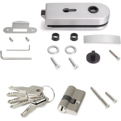 Emuca Cerradura para puerta - Cilindro 5 llaves - Acero aluminio - Anodizado mate Emuca Cerradura para puerta - Cilindro 5 llaves - Acero aluminio - Anodizado mate