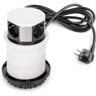 Emuca Multiconnector Prise Electrique - Diamètre 100mm, 3 Schuko, 1 USB A, 1 USB C - Publicité Emuca Multiconnector Prise Electrique - Diamètre 100mm, 3 Schuko, 1 USB A, 1 USB C - Publicité