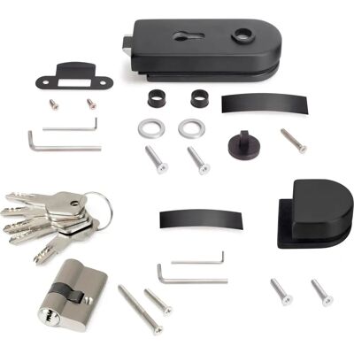 Emuca Dubbel Glas Deur Slot Kit Zwart Emuca Dubbel Glas Deur Slot Kit Zwart