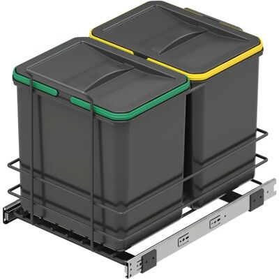 Conteneur de recyclage compact Emuca - 2x16L - Tri des déchets Conteneur de recyclage compact Emuca - 2x16L - Tri des déchets