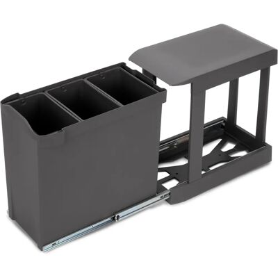 Emuca Kosz na śmieci kuchenny - 3 x 10L - Stal i Plastik - Antracyt Emuca Kosz na śmieci kuchenny - 3 x 10L - Stal i Plastik - Antracyt