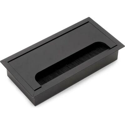 Emuca Prostokątna przepustka kablowa - Czarny aluminium - 159x80mm Emuca Prostokątna przepustka kablowa - Czarny aluminium - 159x80mm
