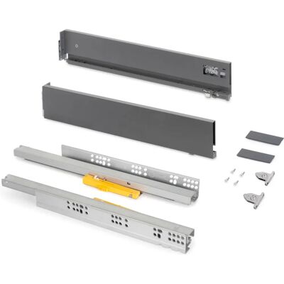 Emuca 3203035 Stalen Laden Kit - 3D Afstelling, 40kg, 93mm Hoogte Emuca 3203035 Stalen Laden Kit - 3D Afstelling, 40kg, 93mm Hoogte