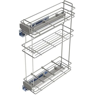 Emuca Porte-bouteilles Chromé - 3 Niveaux, Fermeture Douce, Côté Gauche Emuca Porte-bouteilles Chromé - 3 Niveaux, Fermeture Douce, Côté Gauche