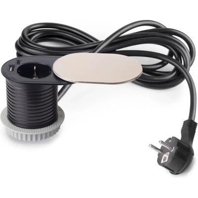 Emuca Multiconnector - Inox, 60mm, Schuko, USB-C, USB-A - Multiconnector - Publicité Emuca Multiconnector - Inox, 60mm, Schuko, USB-C, USB-A - Multiconnector - Publicité