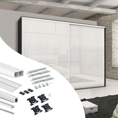 Emuca - Kit de puertas correderas para armario - Silencioso, ajustable, fácil de instalar Emuca - Kit de puertas correderas para armario - Silencioso, ajustable, fácil de instalar