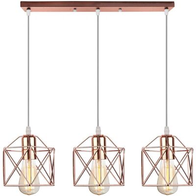 WOTTES - Vintage Industrial Pendant Light - Geometric Metal Cage - 14cm x 14cm WOTTES - Vintage Industrial Pendant Light - Geometric Metal Cage - 14cm x 14cm