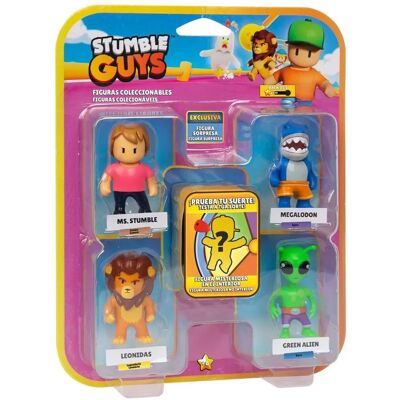 Figura de ação Stumble Guys Bizak - 6cm, Multicolor, Pacote com 4 Figura de ação Stumble Guys Bizak - 6cm, Multicolor, Pacote com 4