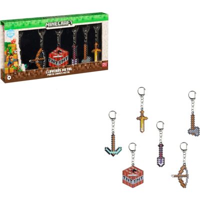 Porte-clés en métal Minecraft Pack de 6 - Keychain Porte-clés en métal Minecraft Pack de 6 - Keychain